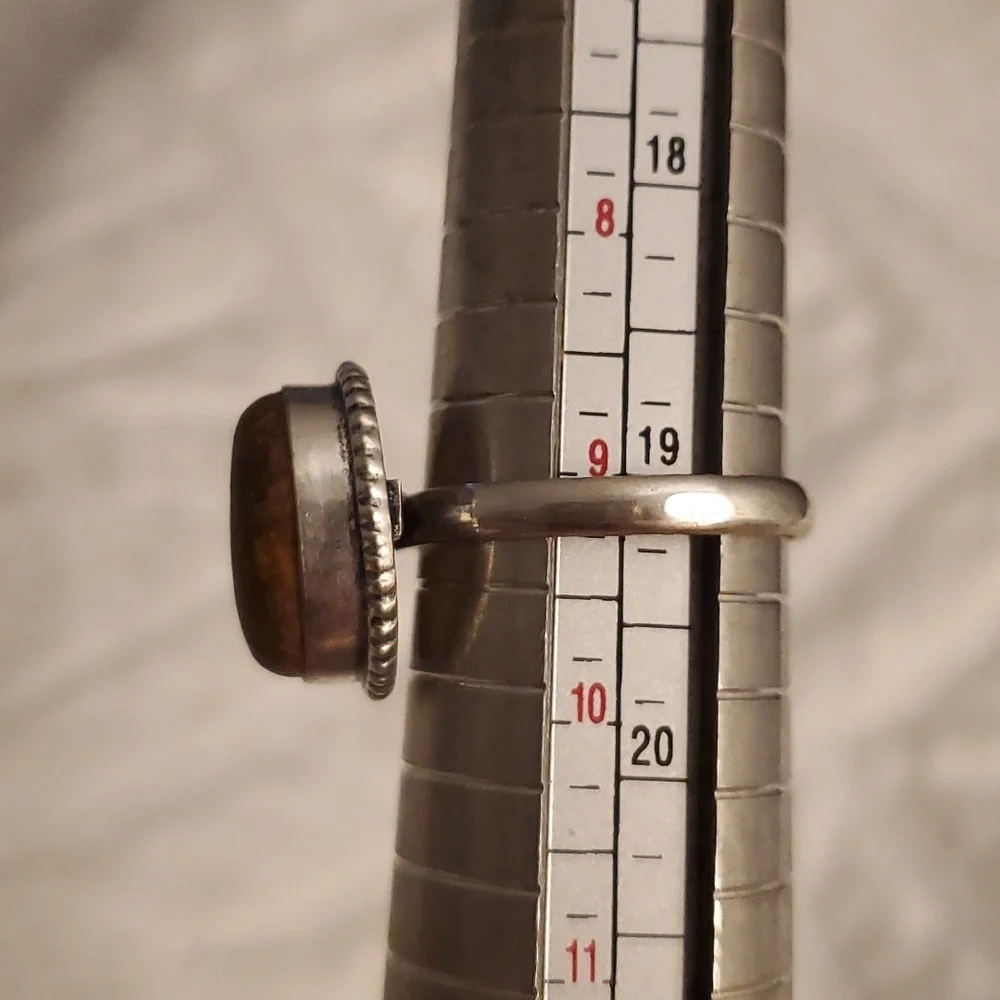Sterling silver brown stone ring